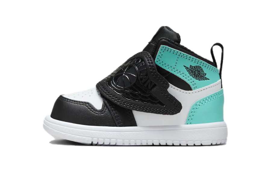 Jordan Baby Jordan Sky Jordan 1 Cushioning, Wear Resistant Mid top Toddler Shoes Black Green