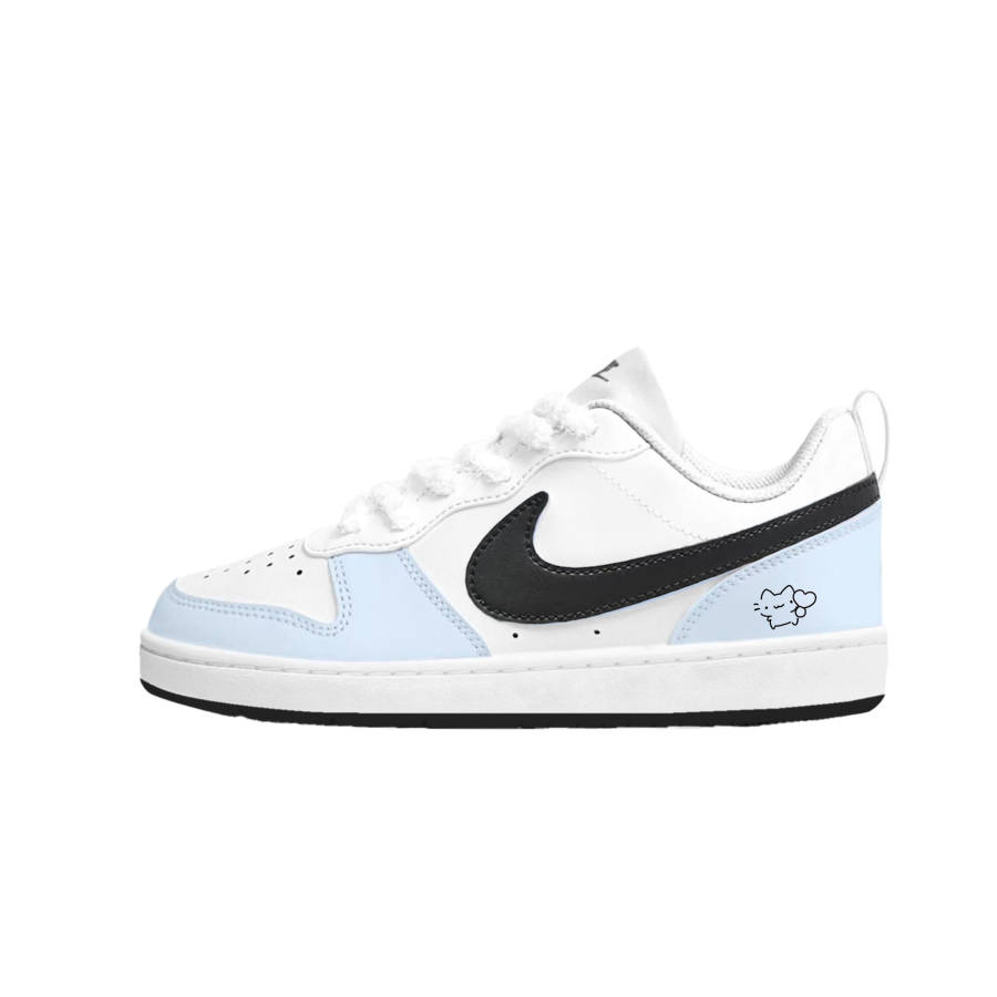 Nike Nike Court Borough Maris Sal Heart Meowth Cushioning Abrasion Resistant Low top Kids' Skateboarding Shoes Light Blue