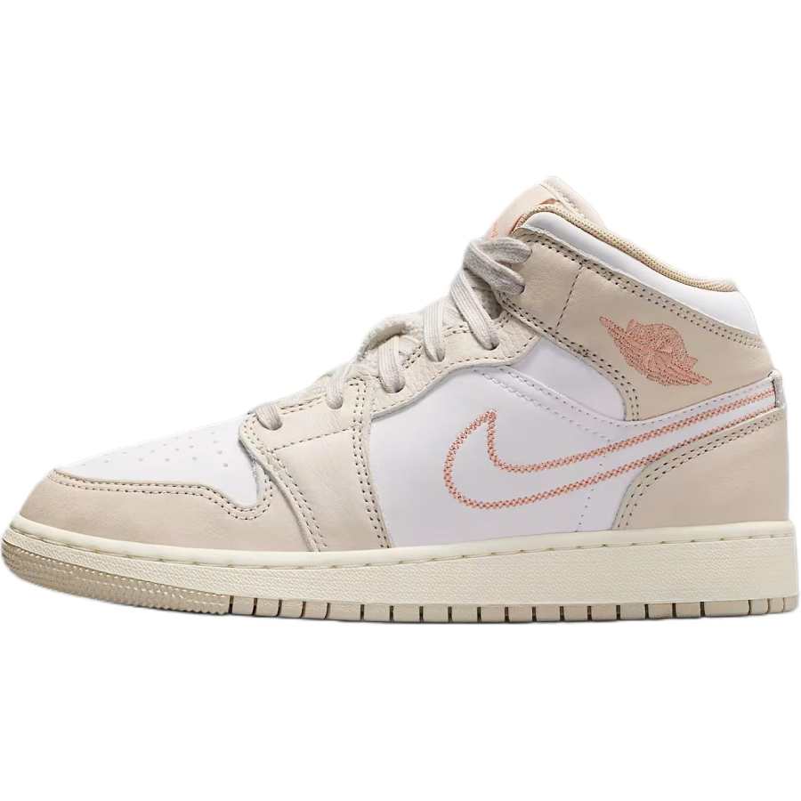 Jordan Jordan Air Jordan 1 Leather Mid top Skateboard Shoes Light Brown White Unisex