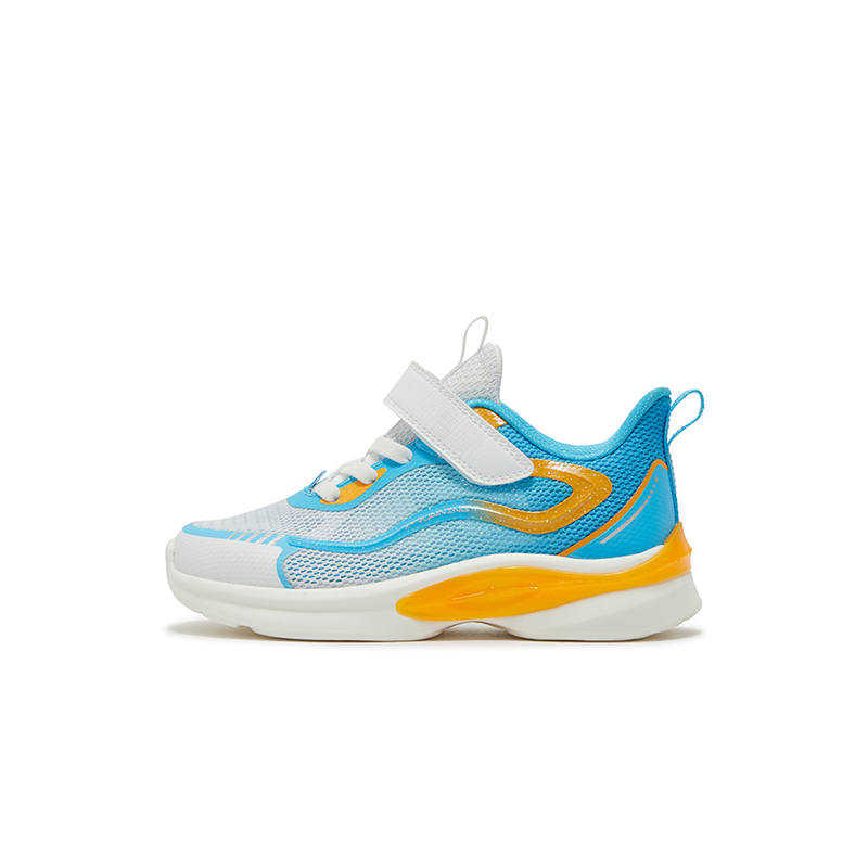 XTEP Fabric Slip Resistant Abrasion Resistant Low top Kids' Running Shoes Bilu Blue Honey Orange