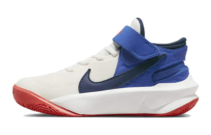 Nike Nike Team Hustle D 10 Flyease Slip Resistant Cushioning Abrasion Resistant Low top Basketball Shoes White Blue Unisex