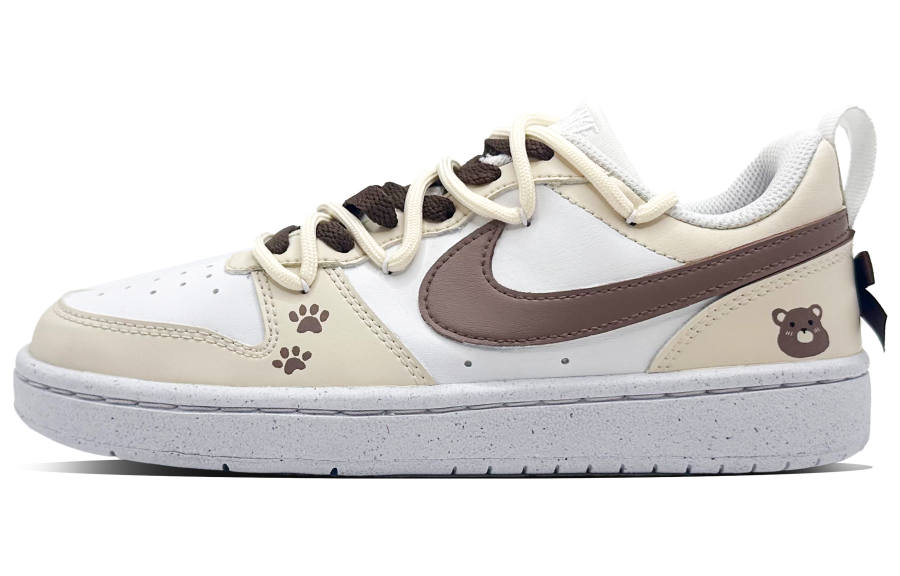 Nike Nike Court Borough Milk Bear Cookie Leather Slip Resistant Low top Kids' Skateboarding Shoes Butter Brown Teenagers