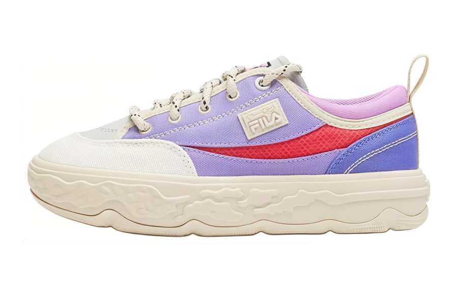FILA KIDS Heritage FHT Slip Resistant Abrasion Resistant Low top Kids' Skateboarding Shoes Purple Beige Teenagers