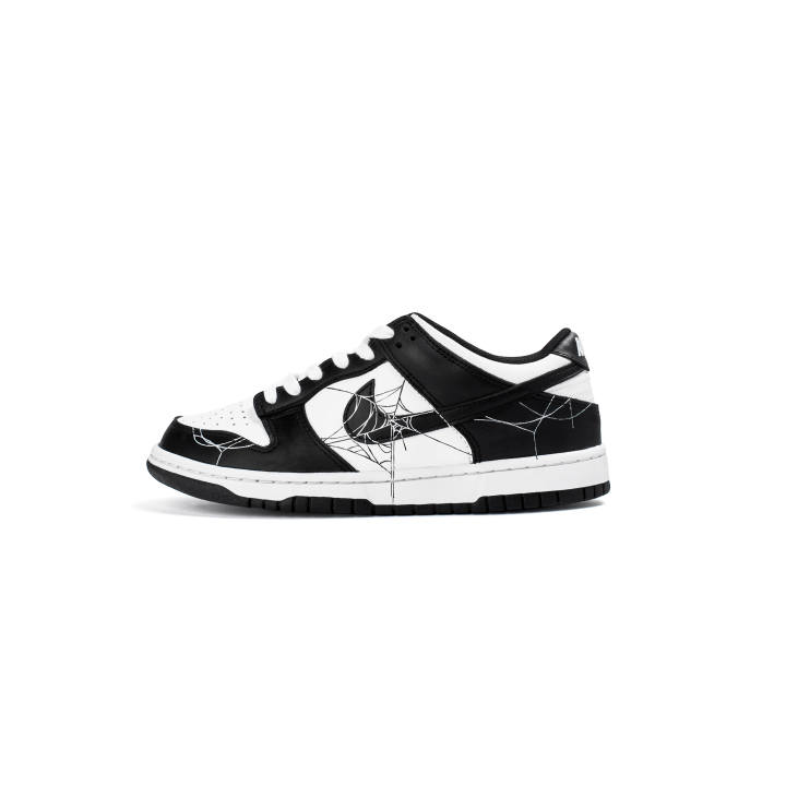 Nike Nike Dunk Dark Web Rhythm Leather Cushioning, Wear Resistant Low top Skateboard Shoes Black White Kids'