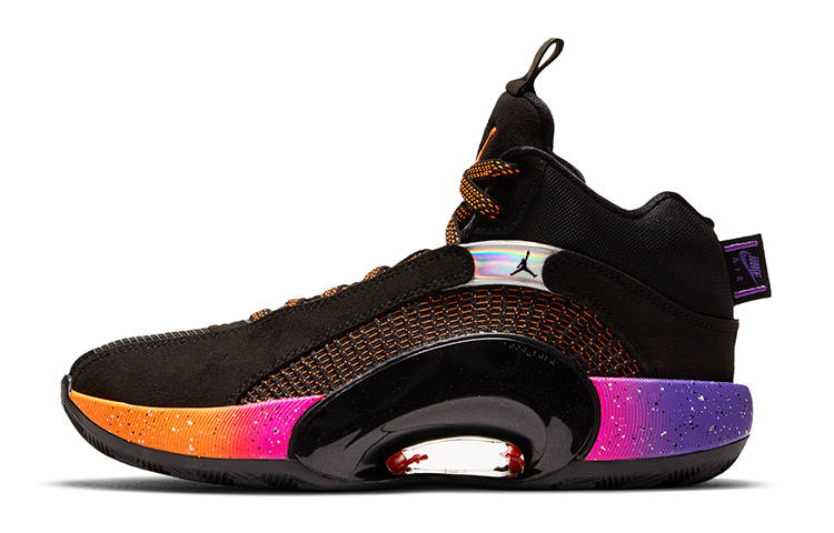 Jordan Jordan Air Jordan 35 'Sunset' Slip Resistant Cushioning Abrasion Resistant Mid top Basketball Shoes Black Orange Unisex