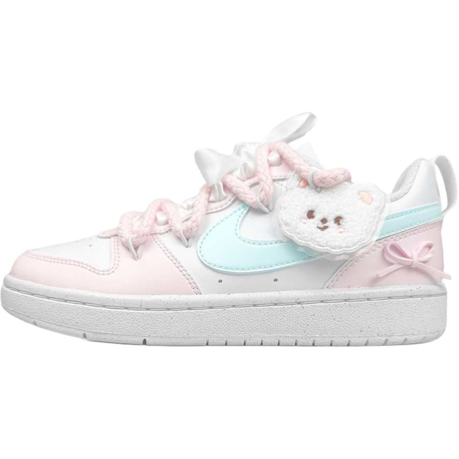 Nike Nike Court Borough 2Court Borough Low 2 Leather Abrasion Resistant Low top Kids' Skateboarding Shoes Pink Teenagers