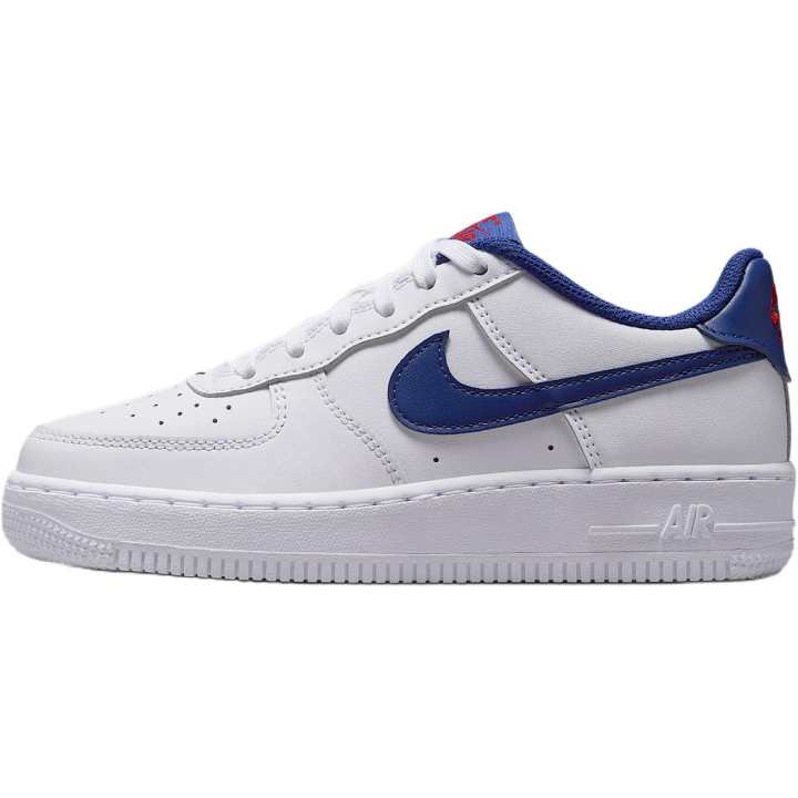 Nike Nike Air Force 1 Leather Slip Resistant Abrasion Resistant Low top Skateboard Shoes White/Blue Unisex