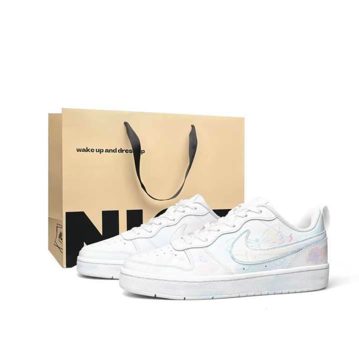 Nike Nike Court Borough LOW2 Leather Slip Resistant Cushioning Abrasion Resistant Breathable Low top