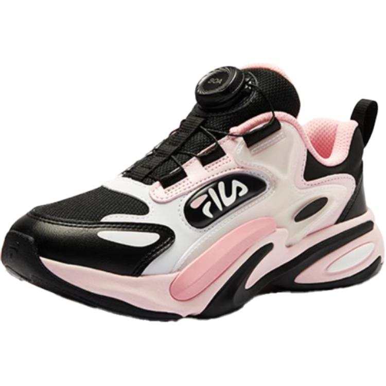 FILA KIDS BOA Anti Kick And Abrasion Resistant Low top Kids' Running Shoes Black Pink Teenagers