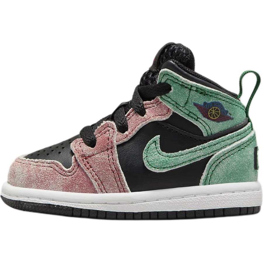 Jordan Jordan Air Jordan 1 Leather Anti Kick And Abrasion Resistant Mid top Toddler Shoes Green Infant And Toddler