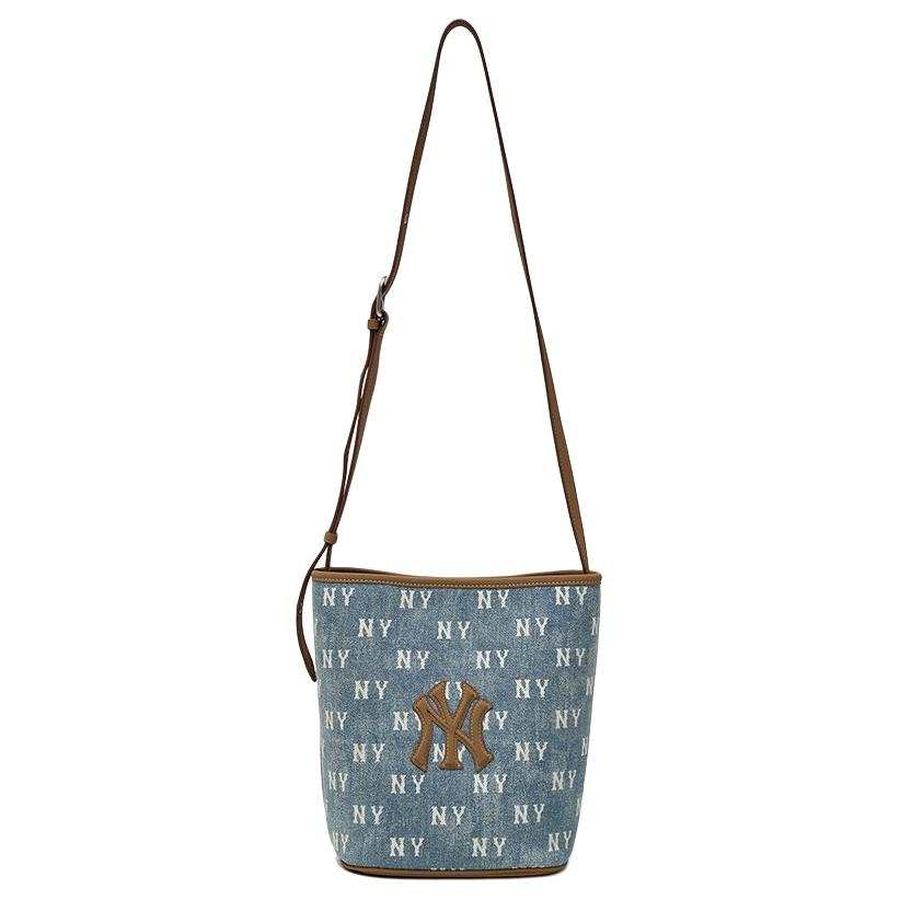 MLB Polyester With Artificial Leather And Cotton Bucket Bag, Shoulder Bag, Crossbody Bag Unisex Light Blue