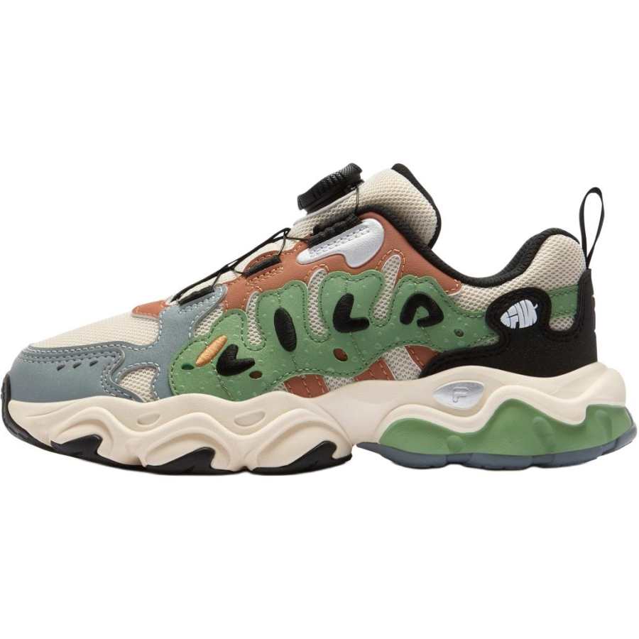 FILA KIDS Synthetic Leather, Textile Low top Kids' Running Shoes Sand/Mistletoe Brown/Green Teenagers