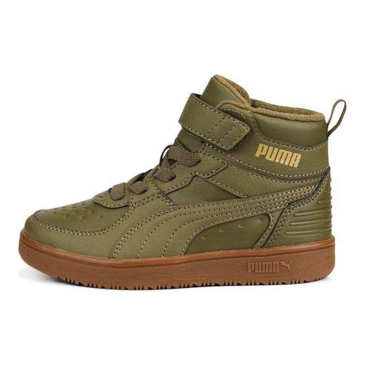 PUMA Rebound Rugged V Rugged Comfortable Mid top Kids' Skateboarding Shoes Green Children Aged 3 7 Years Old