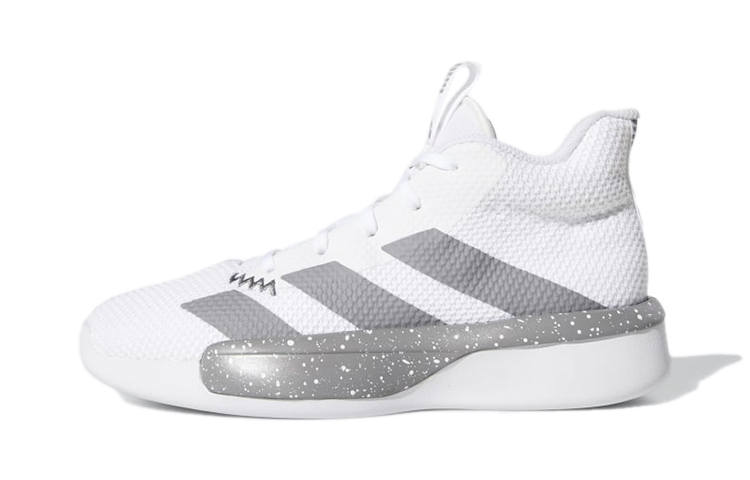 Adidas Adidas Pro Next Abrasion Resistant Mid top Performance Basketball Shoes White Gray Children Aged 3 7 Years Old