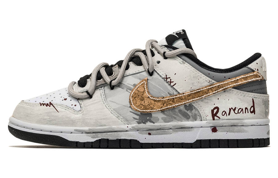 Nike Nike Dunk Gold Erosion Gray Leather Slip Resistant Abrasion Resistant Low top Kids' Skateboarding Shoes Gray Brown