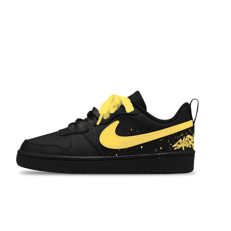 Nike Nike Court Borough Wongte Synthetic Leather Slip Resistant Abrasion Resistant Low top Kids' Skateboarding Shoes Yellow