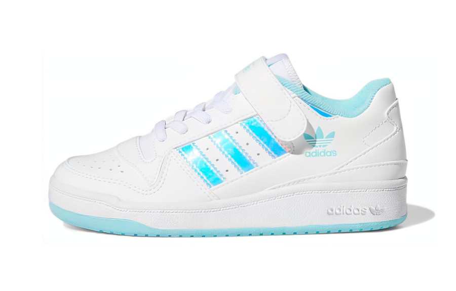 Adidas Originals FORUM Iridescent Low top Skateboard Shoes White Blue Children Aged 3 7 Years Old