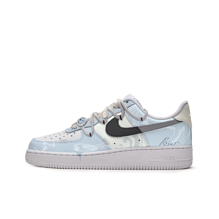 Nike Nike Air Force 1 Freedom Panda, Baichuan Slip Resistant Abrasion Resistant Low top Kids' Skateboarding Shoes Blue White