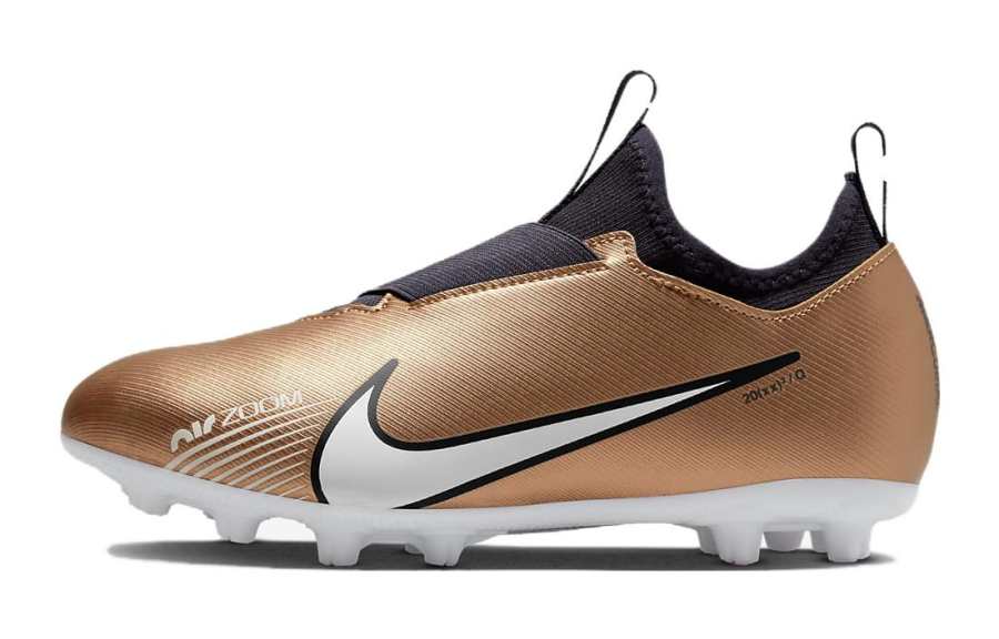 Nike Nike Jr. Zoom Mercurial Vapor 15 Academy HG Non slip Lightweight Low top Kids' Soccer Shoes Gold White Kids'