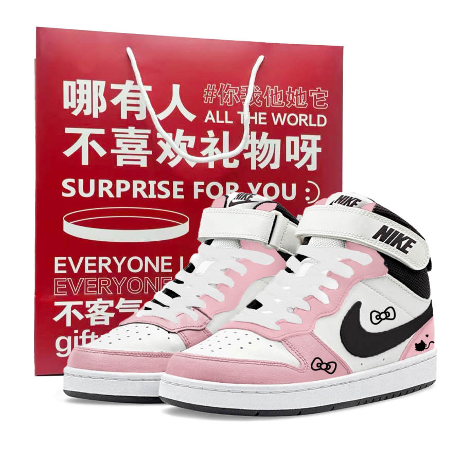 Nike Nike Court Borough 2 Sweet Pink Meow Leather Slip Resistant Abrasion Resistant Slip Resistant Abrasion Resistant