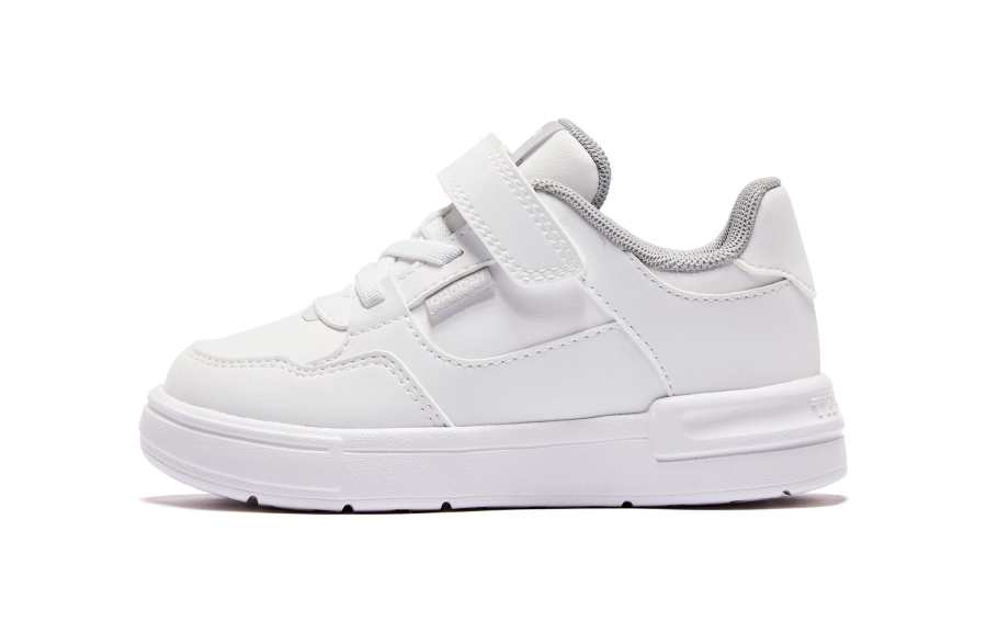 QIAODAN Synthetic Leather Low top Toddler Shoes White Gray Infant And Toddler