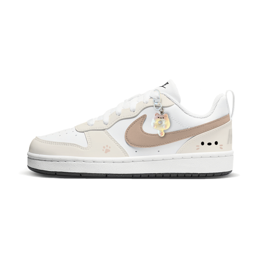 Nike Nike Court Borough Soft And Cute Cat Paw Low top Kids' Skateboarding Shoes Beige Brown Teenagers