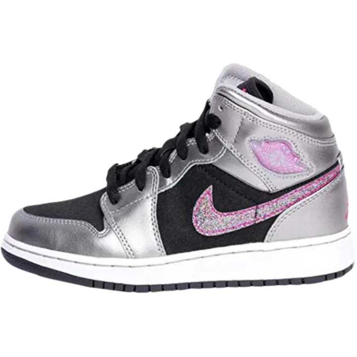 Jordan Jordan Air Jordan 1 Leather High top Kids' Skateboarding Shoes Silver Black Teenagers