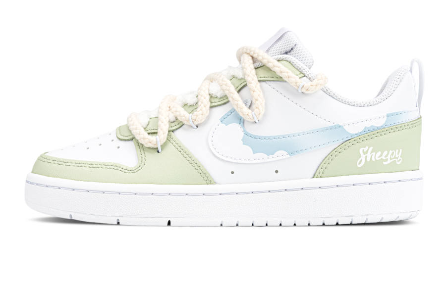 Nike Nike Court Borough Slip Resistant Abrasion Resistant Low top Kids' Skateboarding Shoes Green Teenagers