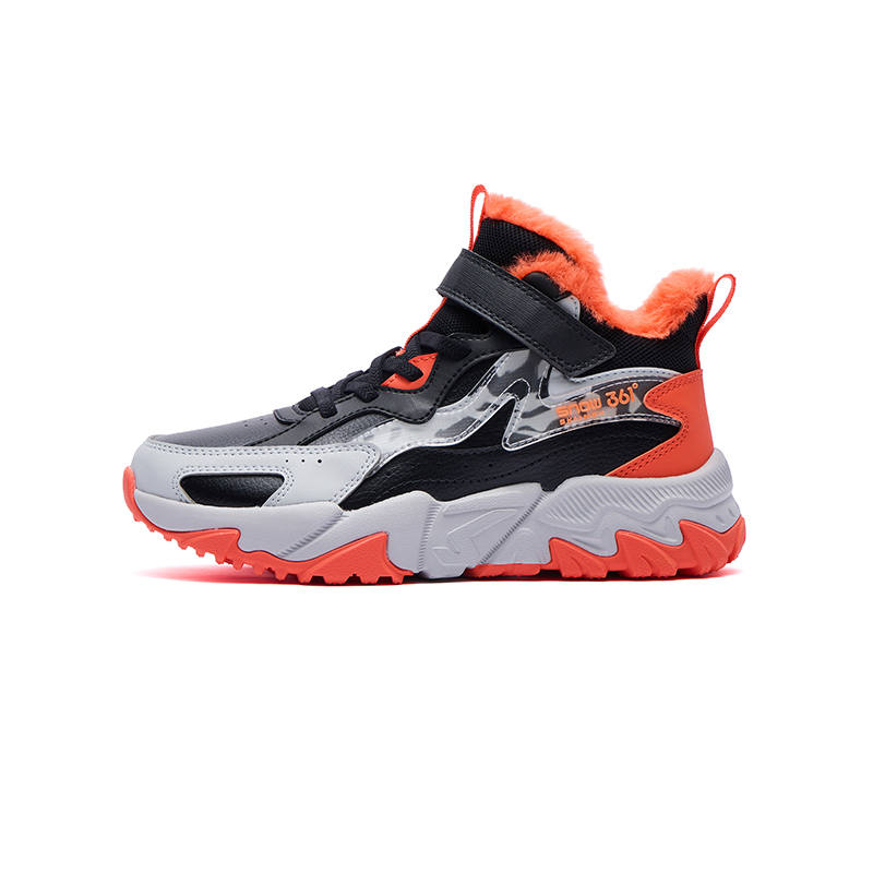 361°KIDS Synthetic Leather Slip Resistant Cushioning Abrasion Resistant Mid top Kids Lifestyle Shoes Black Orange Kids'