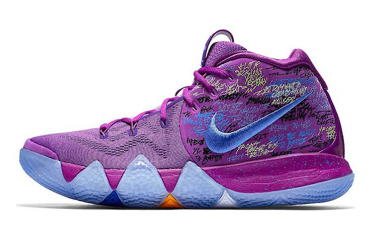 Nike Nike Kyrie 4 Confetti Kyrie 4 Mid top Basketball Shoes Purple Yellow Unisex