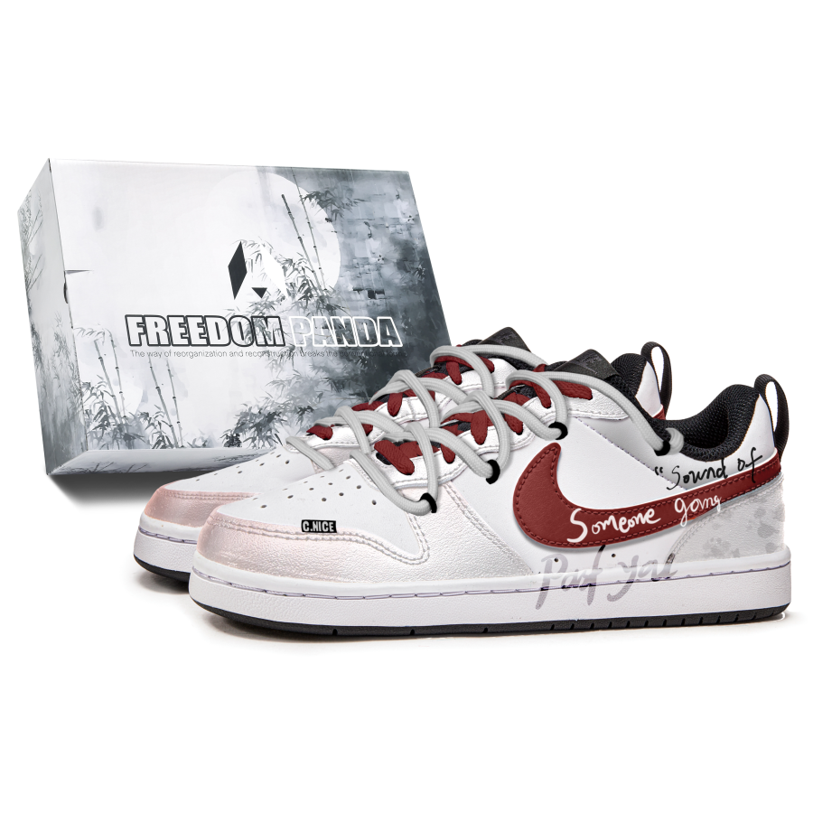 Nike Nike Court Borough Slip Resistant Abrasion Resistant Low top Kids' Skateboarding Shoes Red White Teenagers