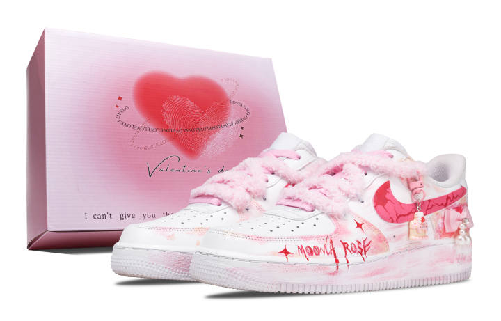 Nike Nike Air Force 1 Dish Dream Leather Slip Resistant Cushioning Abrasion Resistant Low top Kids' Skateboarding Shoes Pink