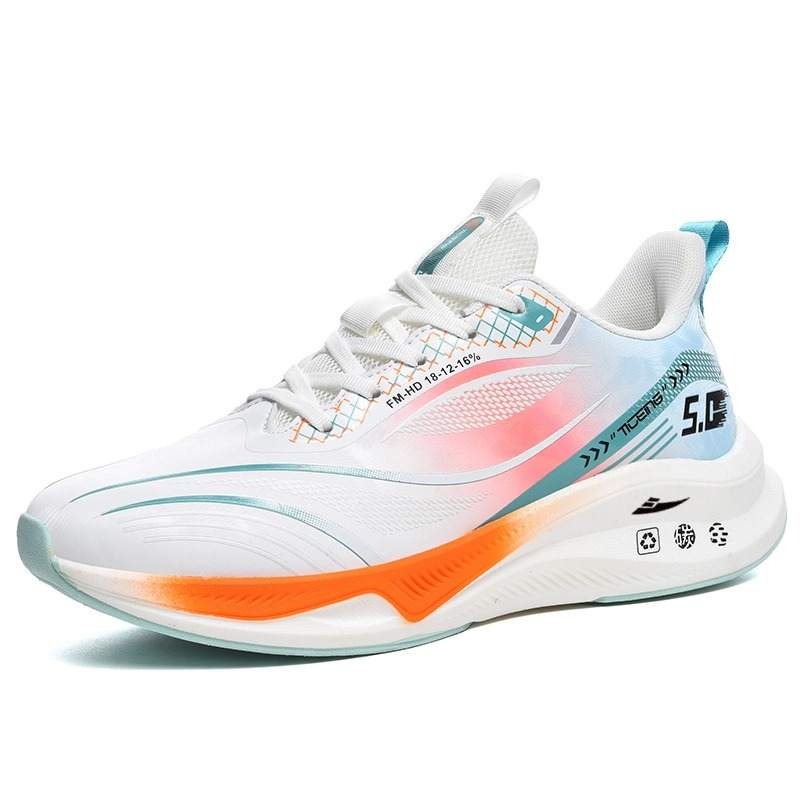 KUDING Microfiber Leather Non slip Lightweight Running Shoes Men's