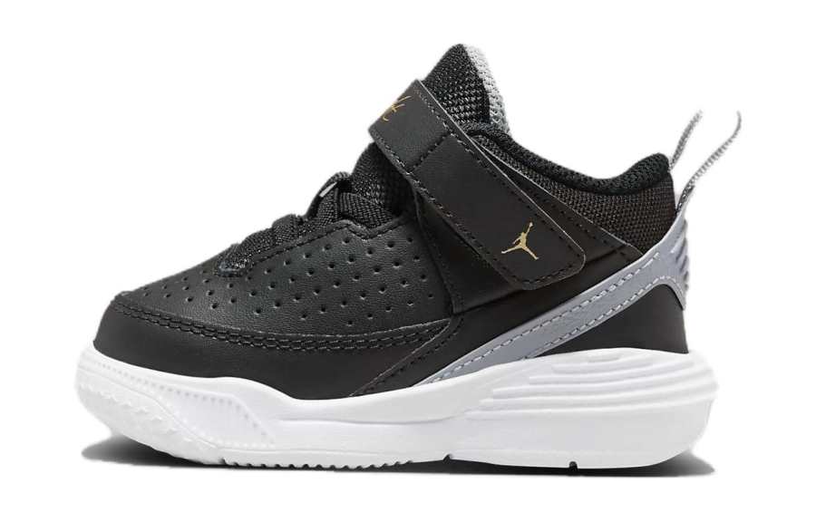 Jordan Jordan Max Aura 5 Slip Resistant Abrasion Resistant Mid top Children's Basketball Shoes White Black Teenagers
