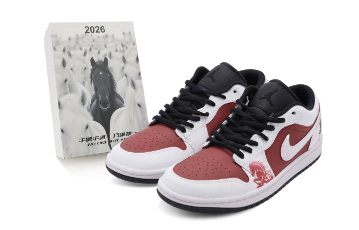 Jordan Jordan Air Jordan 1 Leaping Horse Welcomes Spring Leather Slip Resistant Abrasion Resistant Low top