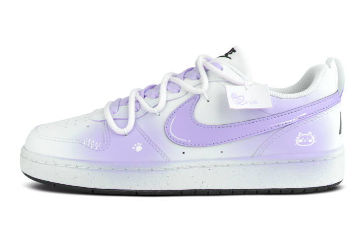 Nike Nike Court Borough Purple Sunset Stroll Synthetic Leather Low top Skateboard Shoes Violet Kids'