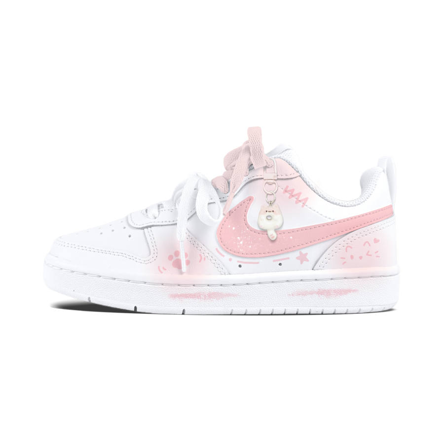 Nike Nike Court Borough Kitten Anime Slip Resistant Abrasion Resistant Kids' Skateboarding Shoes Light Pink Teenagers