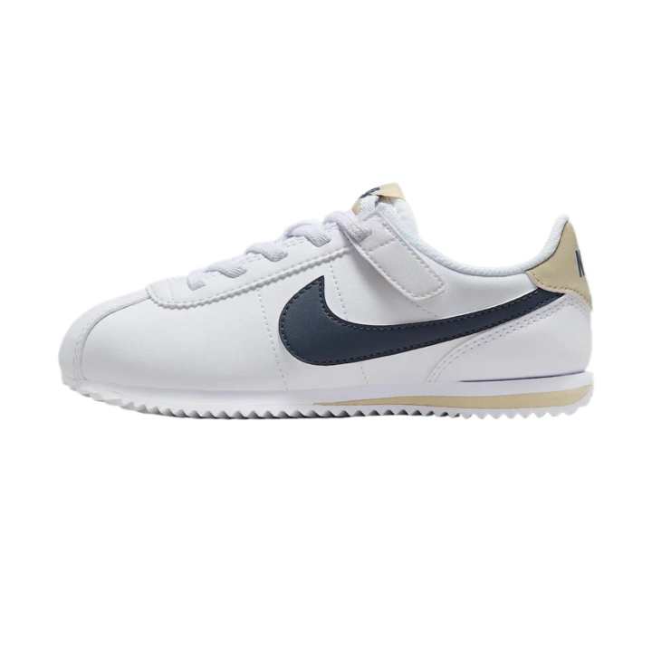 Nike Nike Cortez EasyOn Slip Resistant Abrasion Resistant Kids' Running Shoes White/Lightning Blue