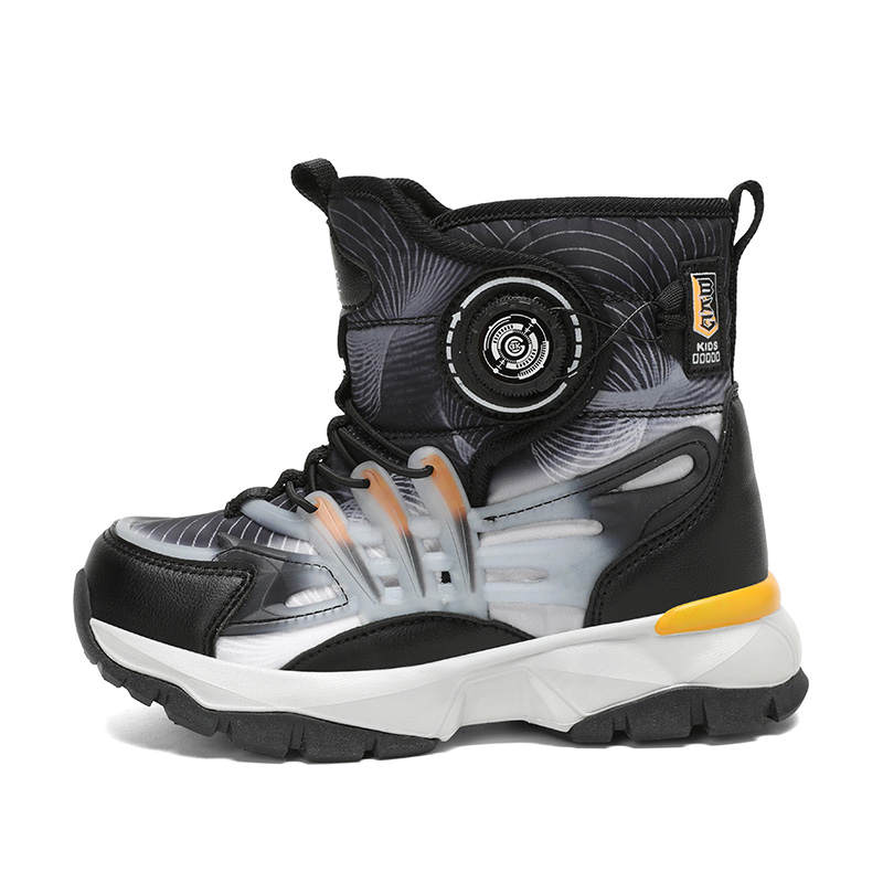 BKG Cushioning Rotating Buttons Anti Collision, Night Fluorescent Fleece Lined Crew Kids' Boots Black Orange Kids'
