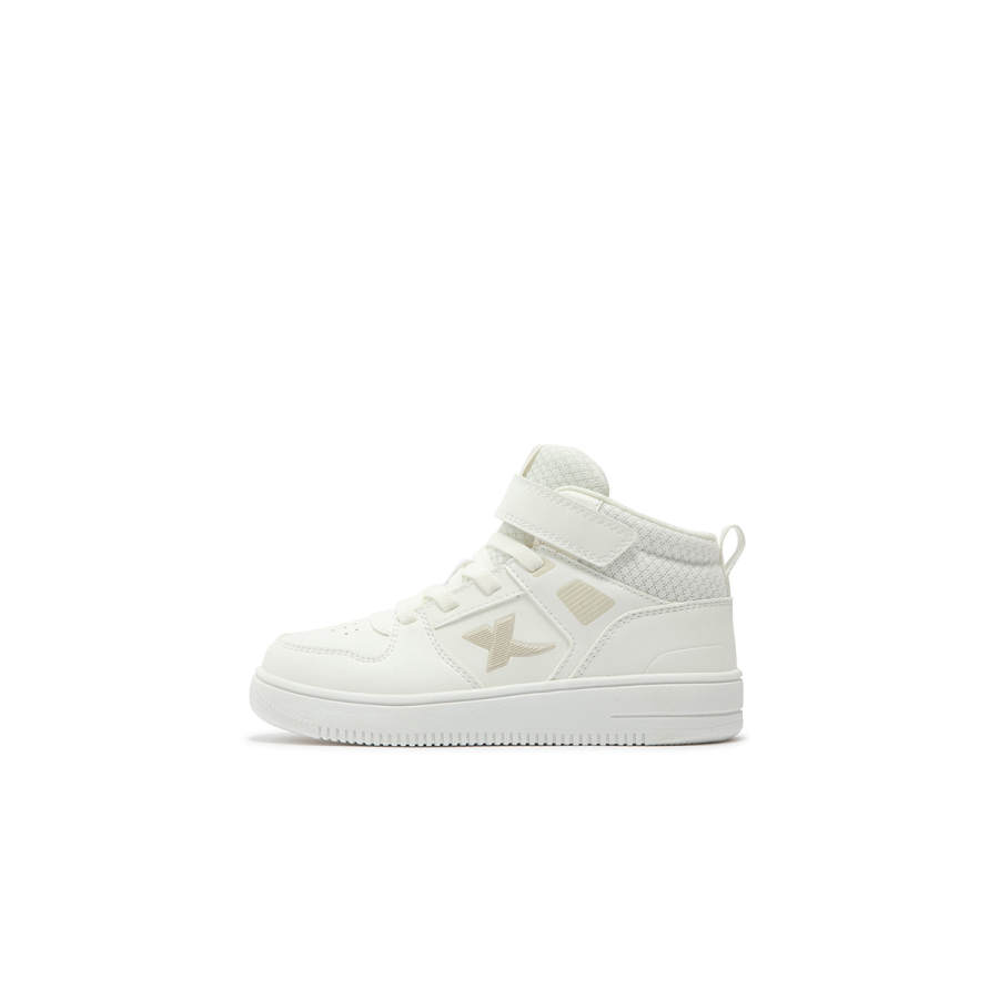 XTEP Synthetic Leather, Textile Fashion Slip Resistant Cushioning Mid top Kids' Skateboarding Shoes White Kids'