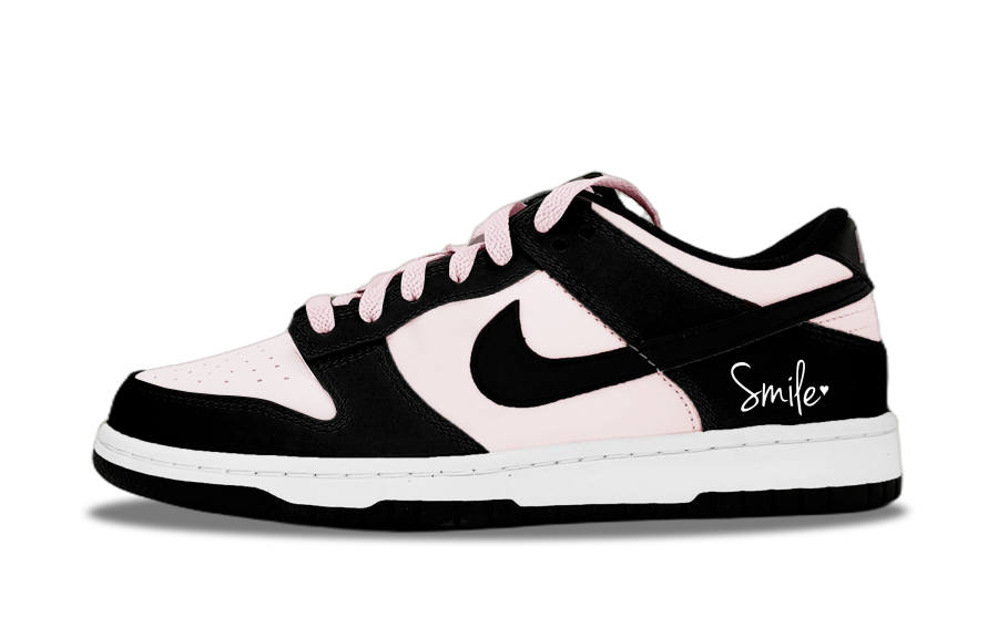 Nike Nike Dunk Smile Leather Slip Resistant Slip Resistant Low top Kids' Skateboarding Shoes Black Pink Teenagers