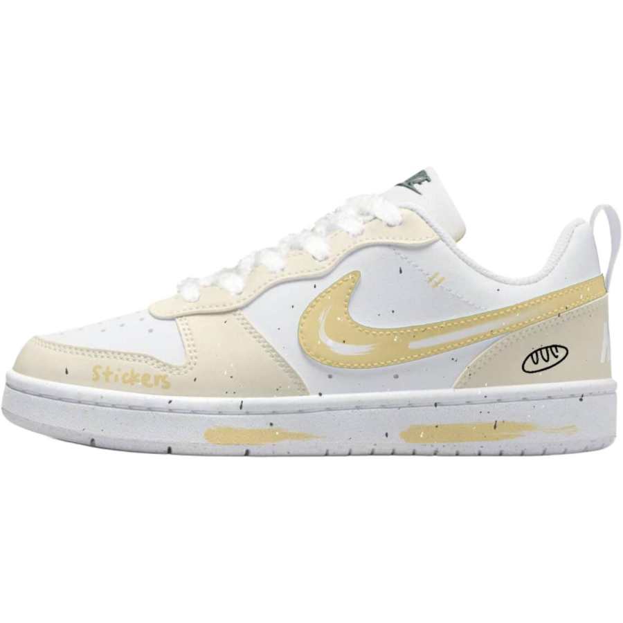 Nike Nike Court Borough Synthetic Leather Low top Kids' Skateboarding Shoes White Yellow Teenagers