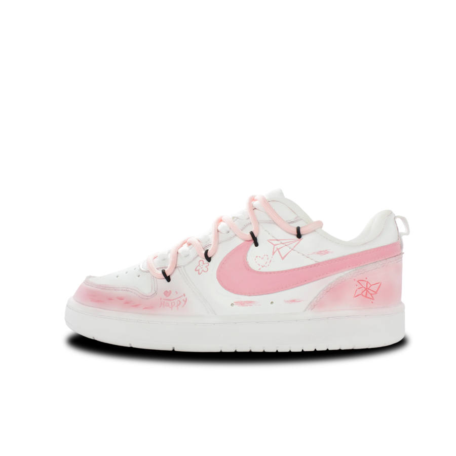 Nike Nike Court Borough Peach Pink Paper Plane Leather Cushioning Breathable Low top Skateboard Shoes Pink Kids'