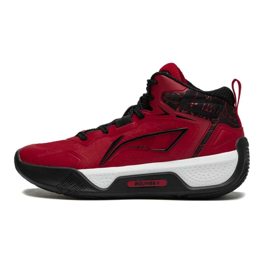 Li-Ning YOUNG Li Ning YOUNG Tianying V1 Mid top Basketball Shoes Red Teenagers
