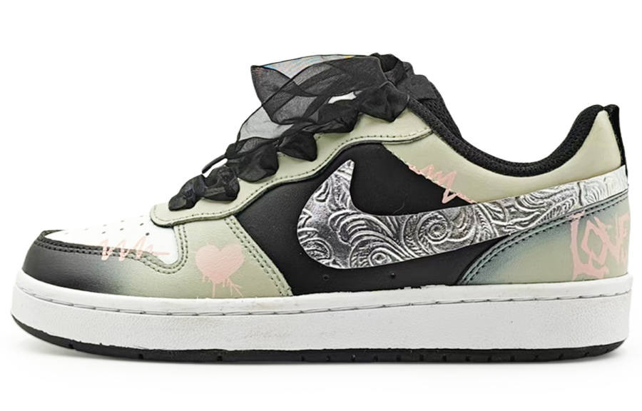 Nike Nike Court Borough Low 2 Leather Low top Kids' Skateboarding Shoes Black Gray Teenagers