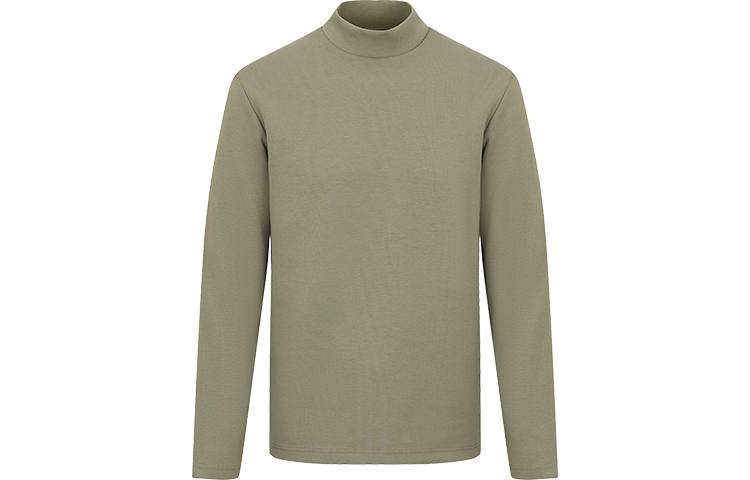 URBAN REVIVO T Shirts Men's Gray Green Stand Collar