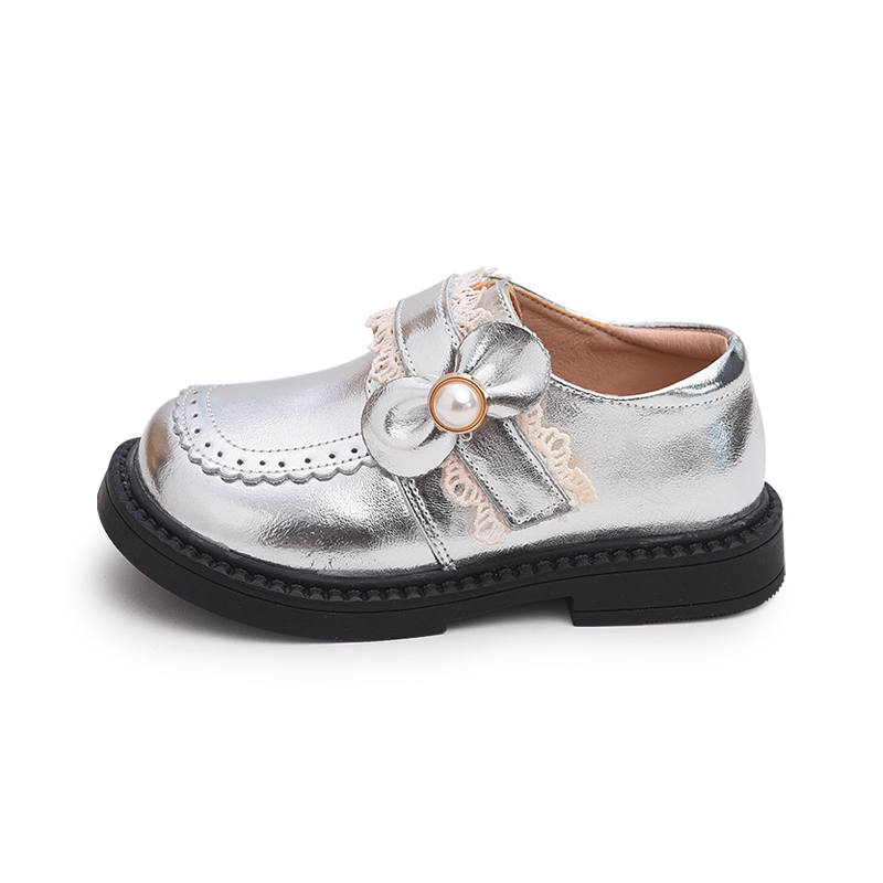 BODING BODING Slip Resistant Anti Kick Slip Resistant Anti Kick Low top Kids' Leather Shoes Silver Kids'