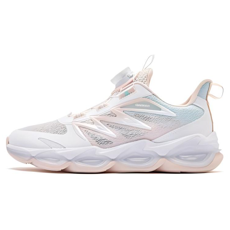 QIAODAN Fabric Comfortable Low top Running Shoes White Pink Unisex