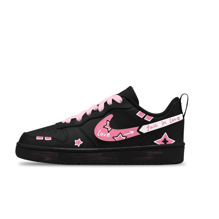 Nike Nike Court Borough Comic Pink Leather Slip Resistant Abrasion Resistant Slip Resistant Abrasion Resistant Low top