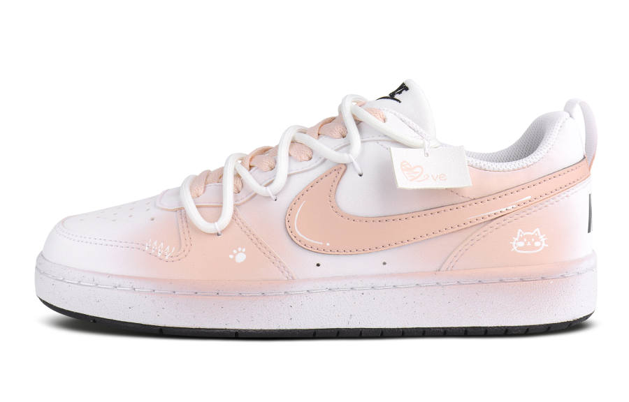Nike Nike Court Borough Peach Mist Walk Synthetic Leather Low top Skateboard Shoes Apricot Kids'